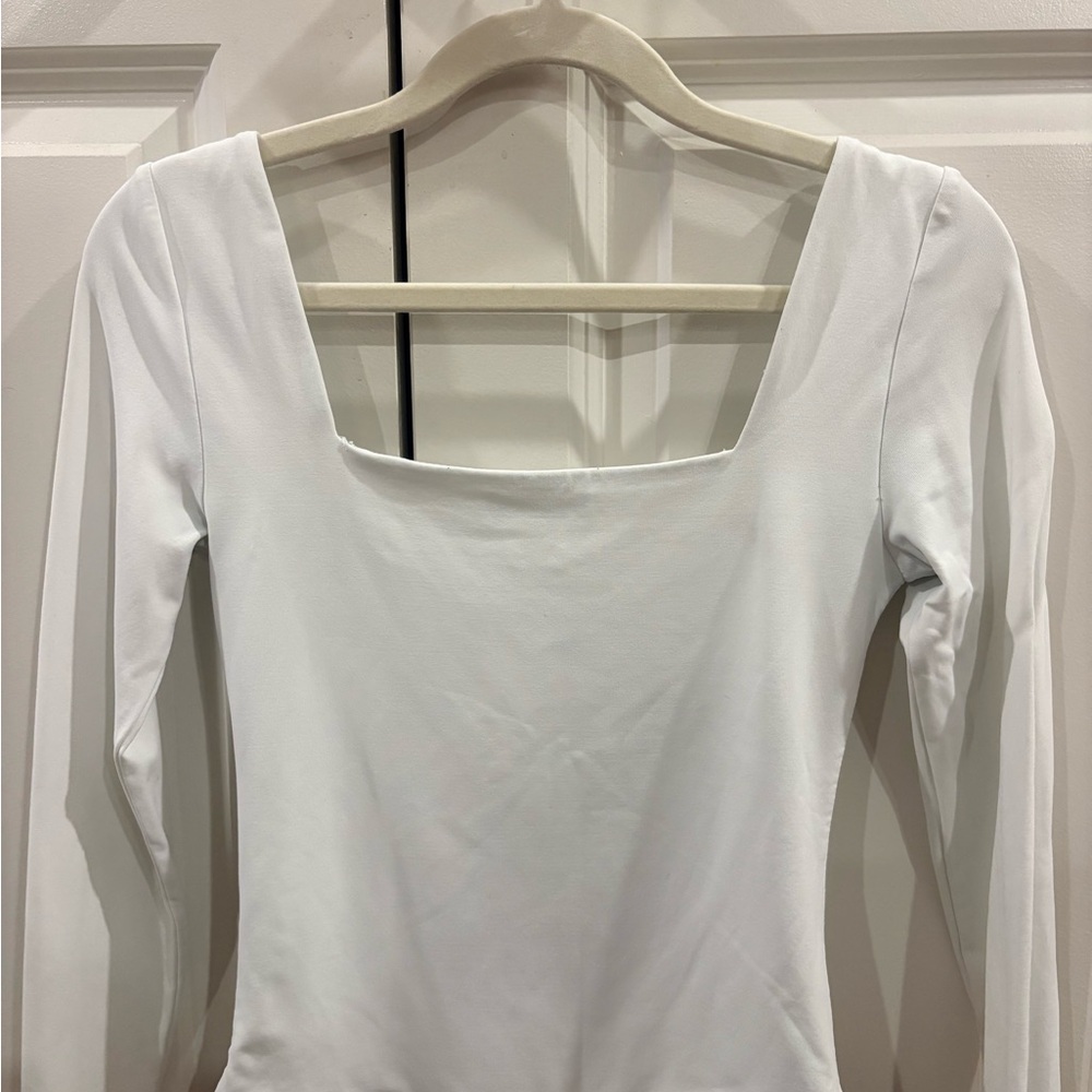 Aritzia White Square Neck Bodysuit